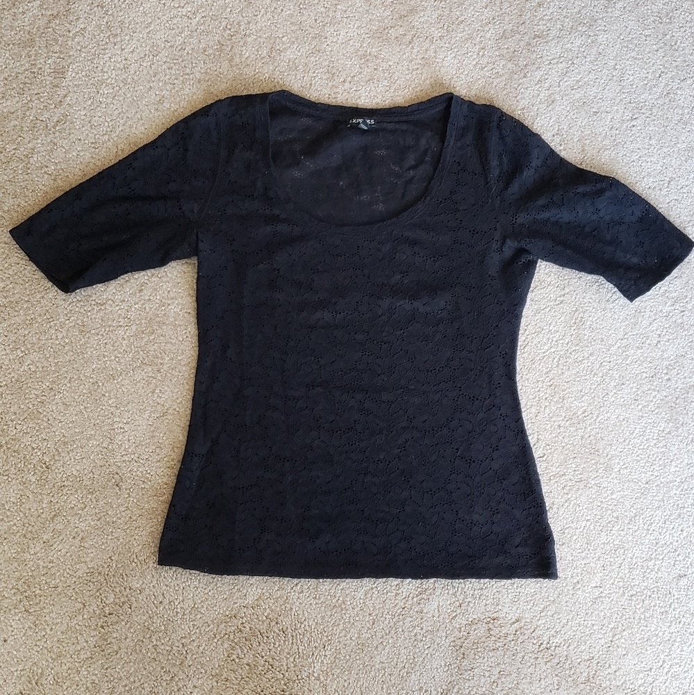 Express Brand 3/4 length sleeve black lace top